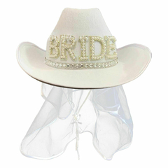 Sombrero Cowboy BRIDE con velo - comprar online
