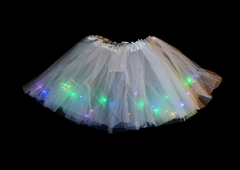 Tutu Blanco brillitos y LED 40cm largo