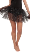 Tutu Pollera Negro brillos dorados 30cm largo - comprar online