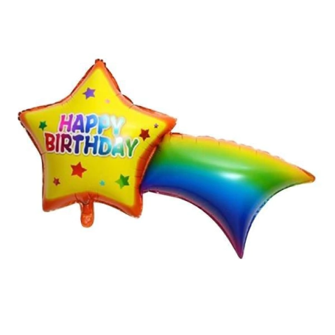 Globo Estrella Fugaz Happy Birthday 45cm - comprar online