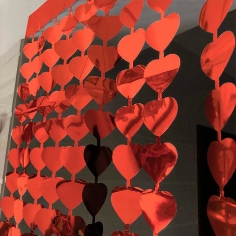 Cortina Metalizada Corazones Roja - comprar online