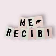 Banderin ME RECIBI rosa y blanco - comprar online