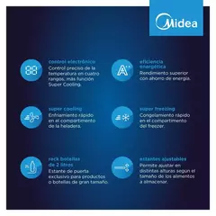 Heladera Midea No Frost Inverter Top Mount 340L Inox MDRT489MTE46ADW - tienda online