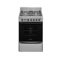 Cocina A Gas Longvie 13601xf 60cm Inox Cajón Parrilla - comprar online