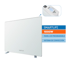 Estufa Electrica Panel Vidrio Blanco Smartlife SL-VTD1000WPN - comprar online