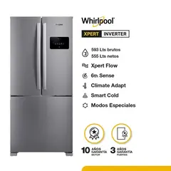 Heladera Whirlpool Xpert Inverter No Frost French Door de 593 Litros WRO85MK