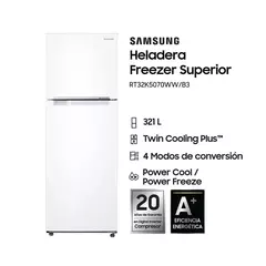Heladera Samsung Rt32k5070ww C/freezer Superior 321l Blanco - comprar online