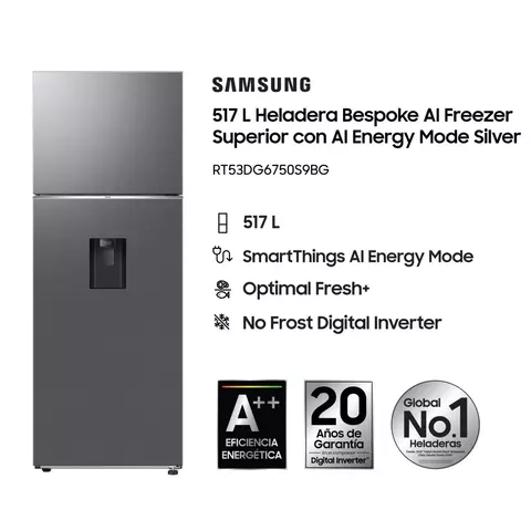 Heladera Samsung RT53DG6750B1BG 536lts Inverter inox Dispenser