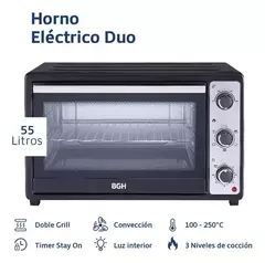 Horno de mesa eléctrico BGH BHE55M23N 55L negro 220V - comprar online