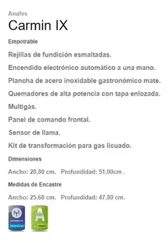 Anafe Ormay a Gas 2 Hornallas Camin IX Acero Rejillas Fundicion en internet