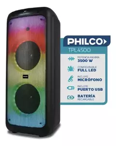 Parlante Torre Philco Tpl4500 Full Led Bluetooth 5.0 5300w Microfono - comprar online
