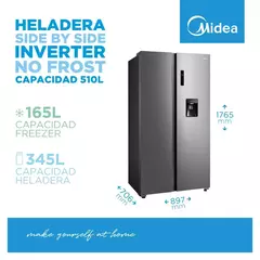 Heladera Midea No Frost Inverter Side by Side 510L Inox Dispenser MDRS710FGE46ADW en internet