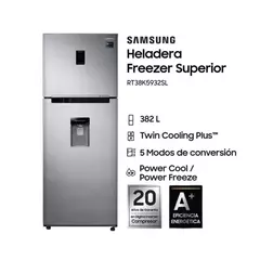 Heladera inverter no frost Samsung RT38K5932 inox con freezer 382L 220V - comprar online