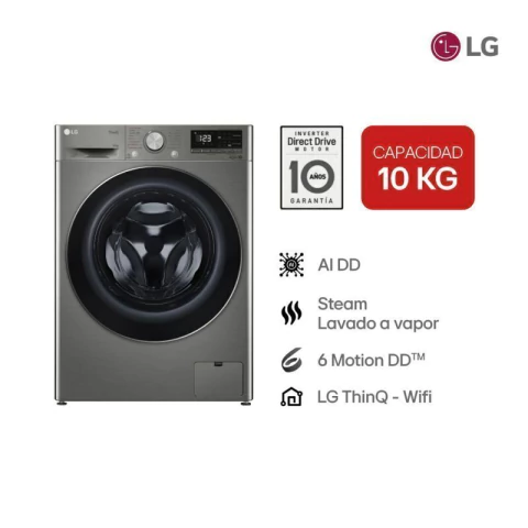 Lavarropas Automático LG WM10VVC4S6 10kg 1400RPM Inverter Silver