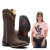 Bota Texana Femenina Café Arame + Camiseta Country Femenina Western Rosa Algodón