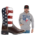 Botas Texanas Masculinas Bandera EUA + Sudadera Country Masculina Gris Claro con Capucha Texas