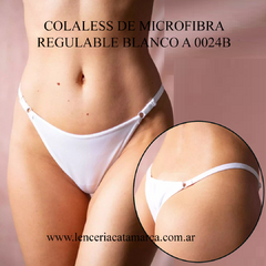 Colaless de microfibra regulable en color blanco, destacando el diseño y detalles de la prenda.