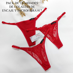 INTIMATE PACK DE COLALESS DE ENCAJE Y TUL DE REGULABLES ROJO X 3 UNIDADES DIFERENTES 017R