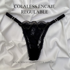 VICTORIA COSSY TANGA COLALESS DE PUNTILLA REGULABLE NEGRO 02 LOTON