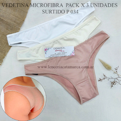 ANDRESSA PACK VEDETINA MICROFIBRA X 3 UNIDADES BLANCO,CRUDO Y SOFIA P 034BCRSO