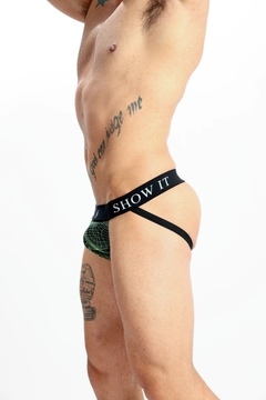 NARCISO SUSPENSOR 038 MICROFIBRA NEGRO VERDE FLUOR - comprar online