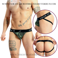 NARCISO SUSPENSOR 038 MICROFIBRA NEGRO VERDE FLUOR