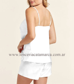 LUCIA PIJAMA DE RASO LISO DOS PIEZAS BLANCO 1002B - comprar online