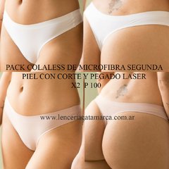 ANDRESSA PACK COLALESS DE MICROFIBRA SEGUNDA PIEL CON CORTE Y PEGADO LASER BLANCO SOFIA 2 UNIDADES P 100 BSO