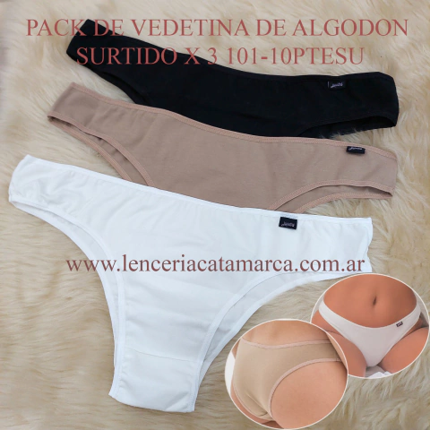 Pack de vedetinas de algodón surtido en colores negro, beige y blanco, presentadas sobre una superficie suave.