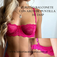 VICTORIA COSSY CORPIÑO BALCONETE CON ARCO DE PUNTILLA FUCSIA 102 JASP