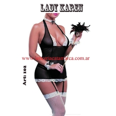 LADY BABY DOL DE MICRO TUL MUCAMA CON PORTALIGAS NEGRO 102N