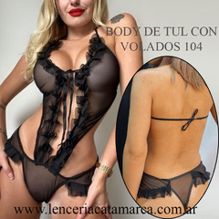 LADY BODY DE TUL Y VOLADOS REGULABLE NEGRO 104N