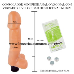 CAIMAN CONSOLADOR MINI PENE ANAL O VAGINAL CON VIBRADOR 1 VELOCIDAD DE SILICONA 11-110-21