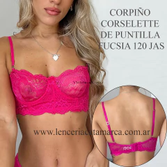 VICTORIA COSSY CORPIÑO CORSELETTE CON ARO DE PUNTILLA FUCSIA 120 JASP
