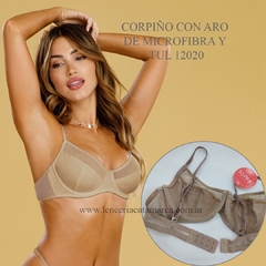 SOPINK CORPIÑO CON ARO DE MICROFIBRA Y TUL AVELLANA 12020AV