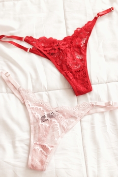 ANDRESSA PACK COLALES DE ENCAJE REGULABLE X 2 UNIDADES 1 ROJA Y 1 ROSADA P 124