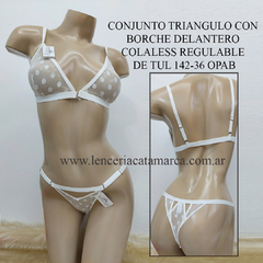 VICTORIA COSSY CONJUNTO TRIANGULO CON BORCHE DELANTERO CON COLALESS REGULABLE DE TUL 142 OPAB + 36 OPAB