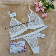 VICTORIA COSSY CONJUNTO TRIANGULO CON BORCHE DELANTERO CON COLALESS REGULABLE DE TUL 142 OPAB + 36 OPAB en internet