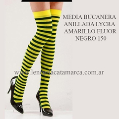 MALENA MEDIA BUCANERA ANILLADA LYCRA AMARILLO FLUOR NEGRO 150AMFN