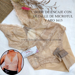 PAPILLON BODY DE TUL Y PUNTILLA CON ARCO NUDE 1615NU