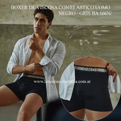 ANDRESSA BOXER DE VISCOSA CON ELASTICO UOMO NEGRO / GRIS BA 166N/G