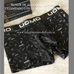 ANDRESSA BOXER DE ALGODON CON LYCRA ESTAMPADO CON ELASTICO UOMO NEGRO BA 168N