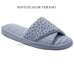 IKKI PANTUFLA VERANO DAMA CON CAPELLADA VOLCADA GRIS CLARO FLOR 16GCF