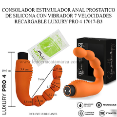 ST CONSOLADOR ESTIMULADOR ANAL PROSTATICO Y DE PERINEO DE SILICONA CON VIBRADOR 7 VELOCIDADES RECARGABLE LUXURY PRO 4 17017-B3