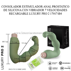 ST CONSOLADOR ESTIMULADOR ANAL PROSTATICO Y DE PERINEO DE SILICONA CON VIBRADOR 7 VELOCIDADES RECARGABLE LUXURY PRO 2 17017-B4