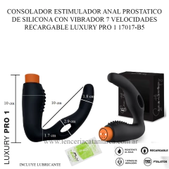 ST CONSOLADOR ESTIMULADOR ANAL PROSTATICO Y DE PERINEO DE SILICONA CON VIBRADOR 7 VELOCIDADES RECARGABLE LUXURY PRO 1 17017-B5