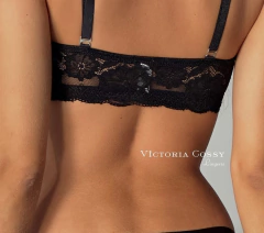 VICTORIA COSSY CORPIÑO BALCONETE CON ARCO DE PUNTILLA Y TUL CON BROCHE DELANTERO VENECIA NEGRO 171 en internet