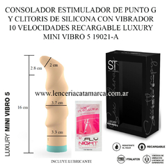 ST CONSOLADOR ESTIMULADOR DE PUNTO G Y CLITORIS DE SILICONA CON VIBRADOR 10 VELOCIDADES RECARGABLE LUXURY MINI VIBRO 5 19021-A