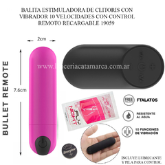 ST ESTIMULADOR CON VIBRADOR BALITA SILVER BULLET REMOTE RECARGABLE CON CONTROL REMOTO 10 VELOCIDADES 19059 PINK