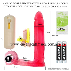 CAIMAN ANILLO DOBLE PENETRACION Y CON ESTIMULADOR Y CON VIBRADOR 1 VELOCIDAD DE SILICONA 20-115-54